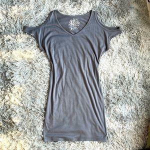 Super soft cold shoulder shift dress